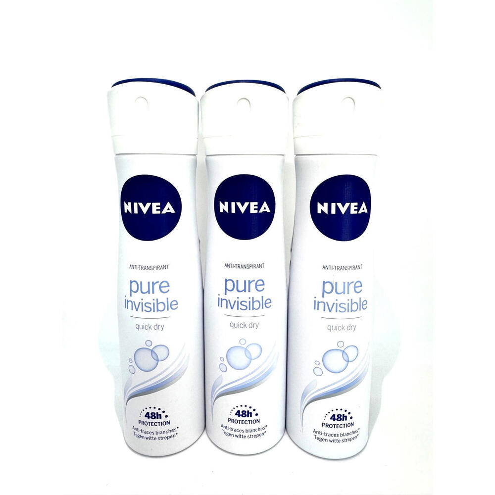 Nivea antiperspirant spray PURE INVISIBLE - 3 x  150ml FREE SHIPPING